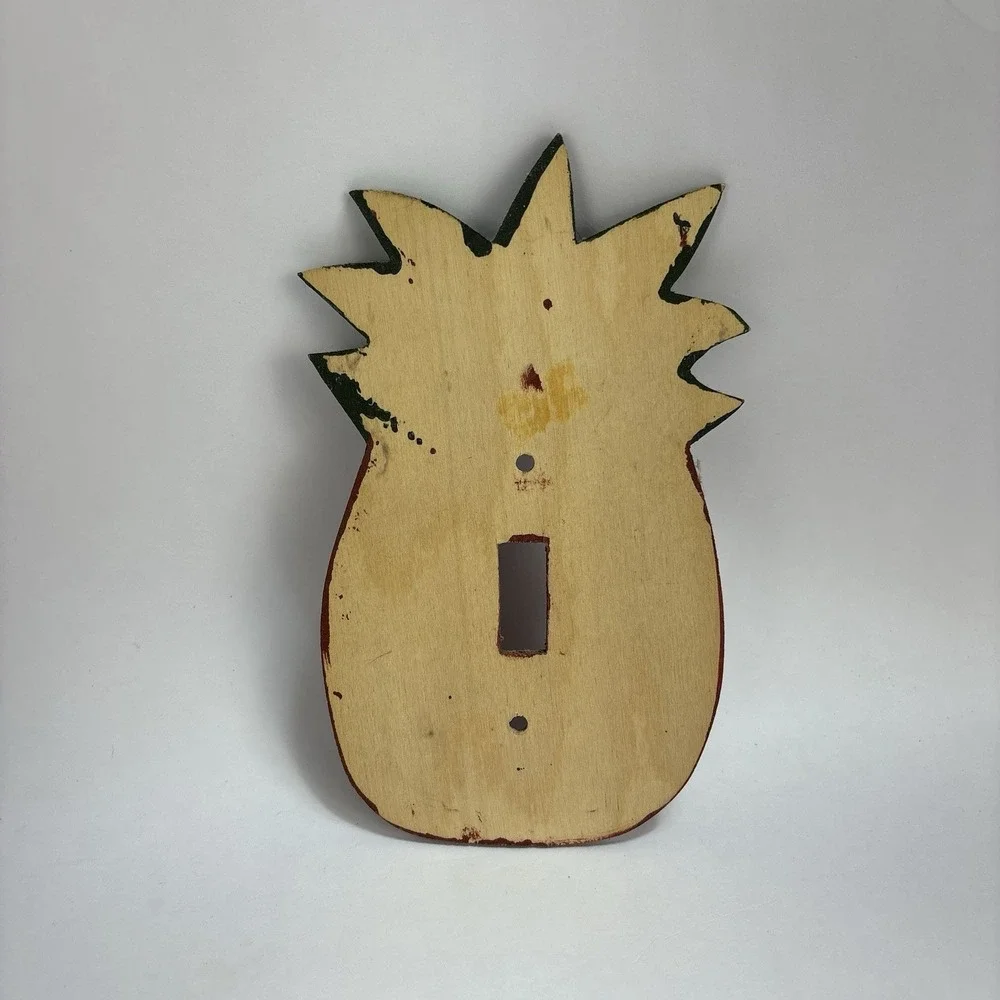 Vintage Wooden Pineapple Light Switch Cover Wall Plate Handpainted Primitive